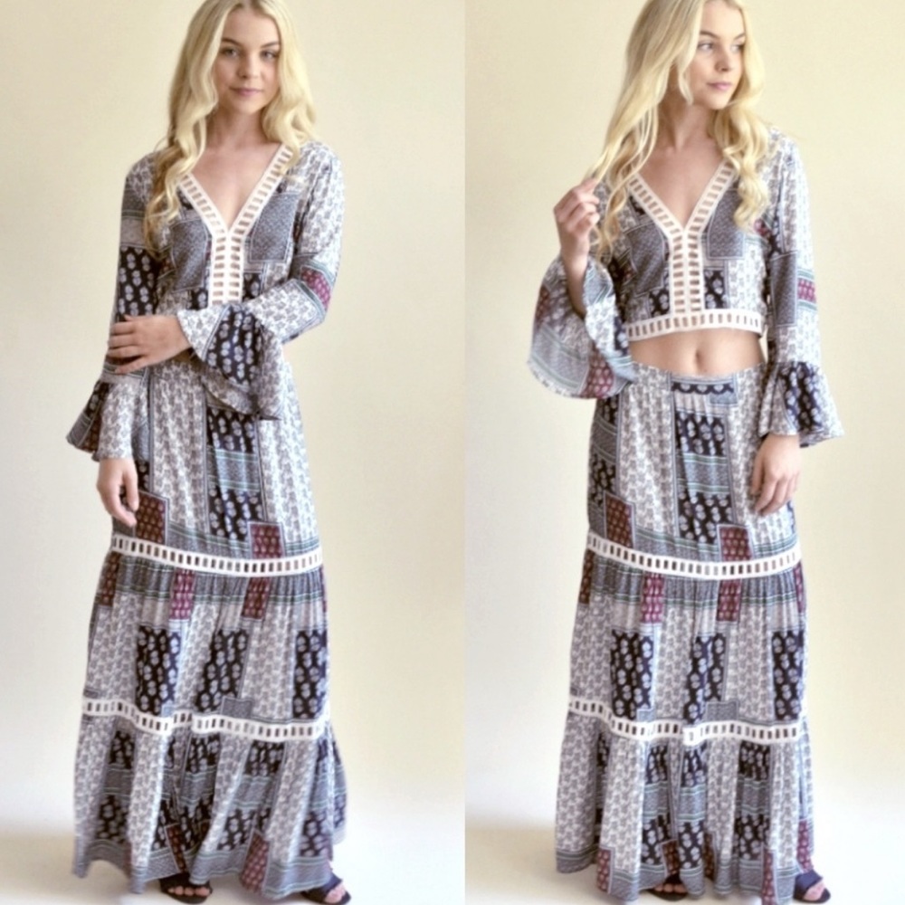 Bohemian 2 Piece Crop and Maxi Skirt - Picture 3 of 3